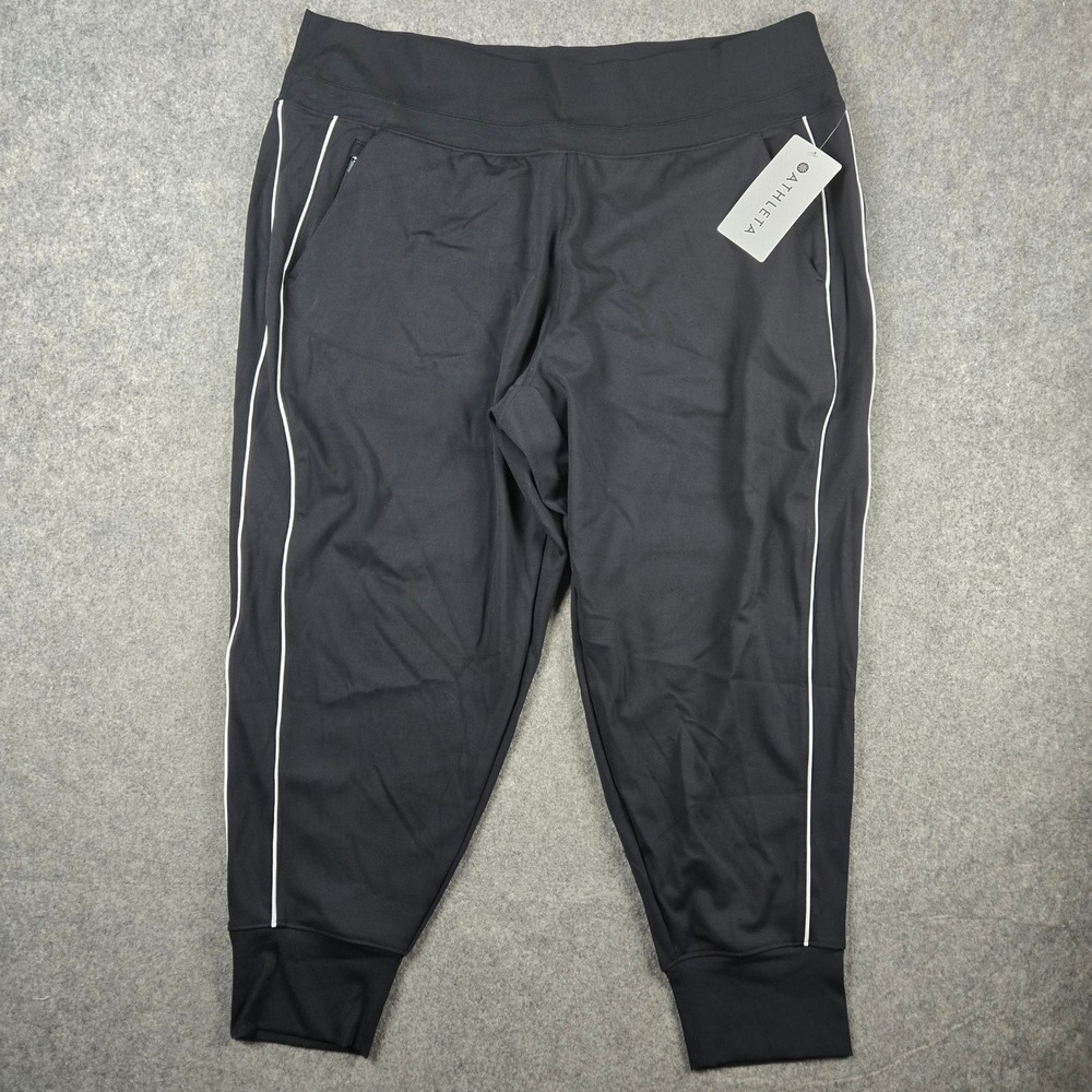 Athleta Venice Track Stripe Jogger Womens 2X Black Sculpting Athletic Pants